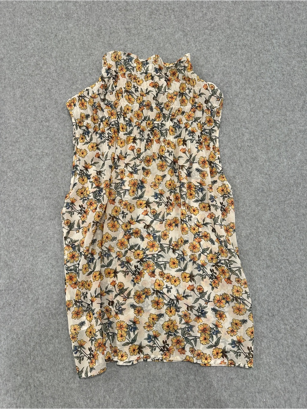 Pleione Floral Ruffled Smocked Top with Yellow Blooms - Picture 6 of 6